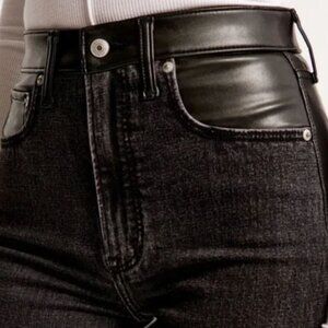 Abercrombie & Fitch CL Mixed Fabric Ultra High Rise Ankle Straight Jeans | NWT